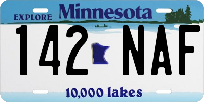 MN license plate 142NAF
