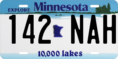 MN license plate 142NAH