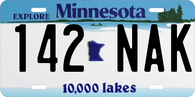 MN license plate 142NAK