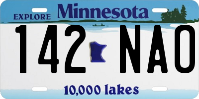 MN license plate 142NAO
