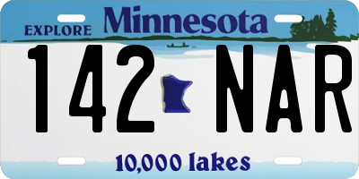 MN license plate 142NAR