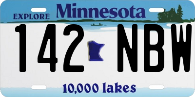 MN license plate 142NBW