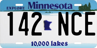 MN license plate 142NCE