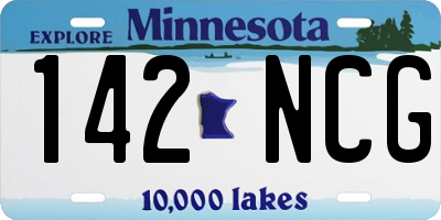 MN license plate 142NCG