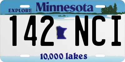 MN license plate 142NCI