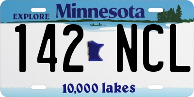MN license plate 142NCL