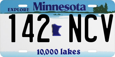 MN license plate 142NCV