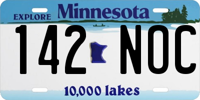 MN license plate 142NOC