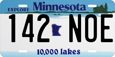 MN license plate 142NOE