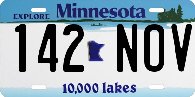 MN license plate 142NOV