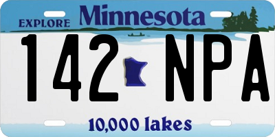 MN license plate 142NPA