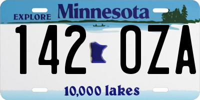 MN license plate 142OZA