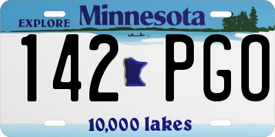 MN license plate 142PGO
