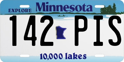 MN license plate 142PIS