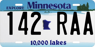 MN license plate 142RAA