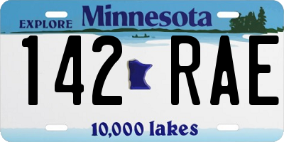 MN license plate 142RAE