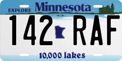 MN license plate 142RAF