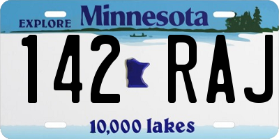 MN license plate 142RAJ