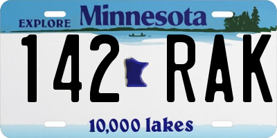 MN license plate 142RAK
