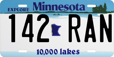 MN license plate 142RAN
