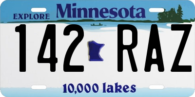 MN license plate 142RAZ