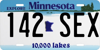 MN license plate 142SEX
