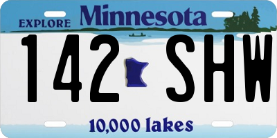 MN license plate 142SHW
