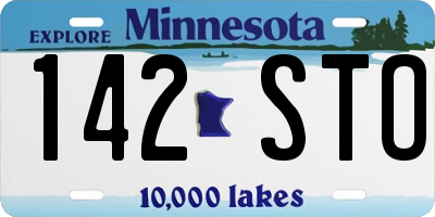 MN license plate 142STO