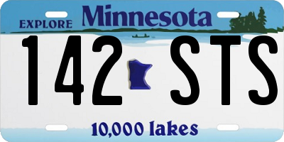 MN license plate 142STS