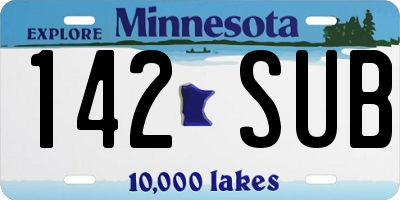 MN license plate 142SUB