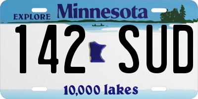 MN license plate 142SUD