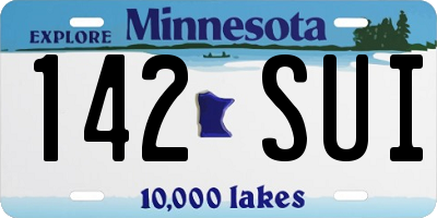 MN license plate 142SUI