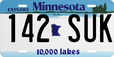 MN license plate 142SUK
