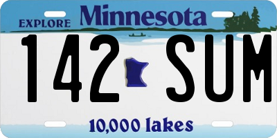 MN license plate 142SUM