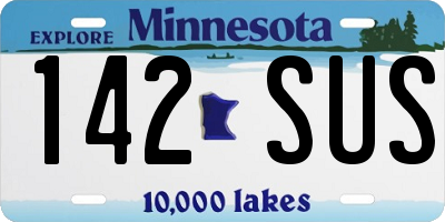 MN license plate 142SUS