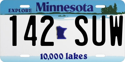 MN license plate 142SUW