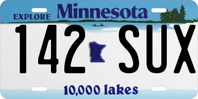 MN license plate 142SUX