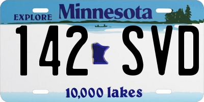 MN license plate 142SVD