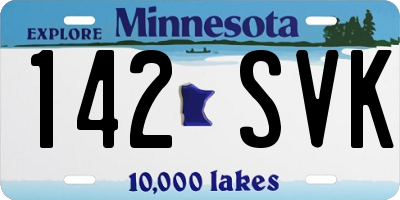 MN license plate 142SVK