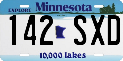 MN license plate 142SXD