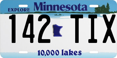 MN license plate 142TIX