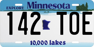 MN license plate 142TOE
