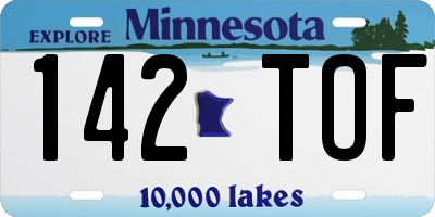 MN license plate 142TOF