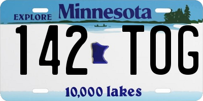 MN license plate 142TOG