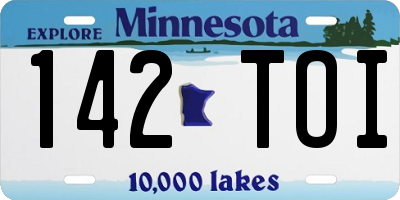 MN license plate 142TOI