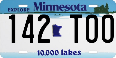 MN license plate 142TOO