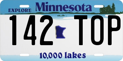 MN license plate 142TOP