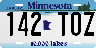 MN license plate 142TOZ