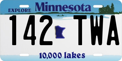 MN license plate 142TWA