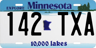 MN license plate 142TXA